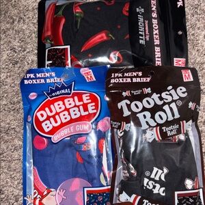 SET OF 3! Men’s Dubble Bubble/Tootsie Roll/chili pepper Boxer Briefs sz Medium